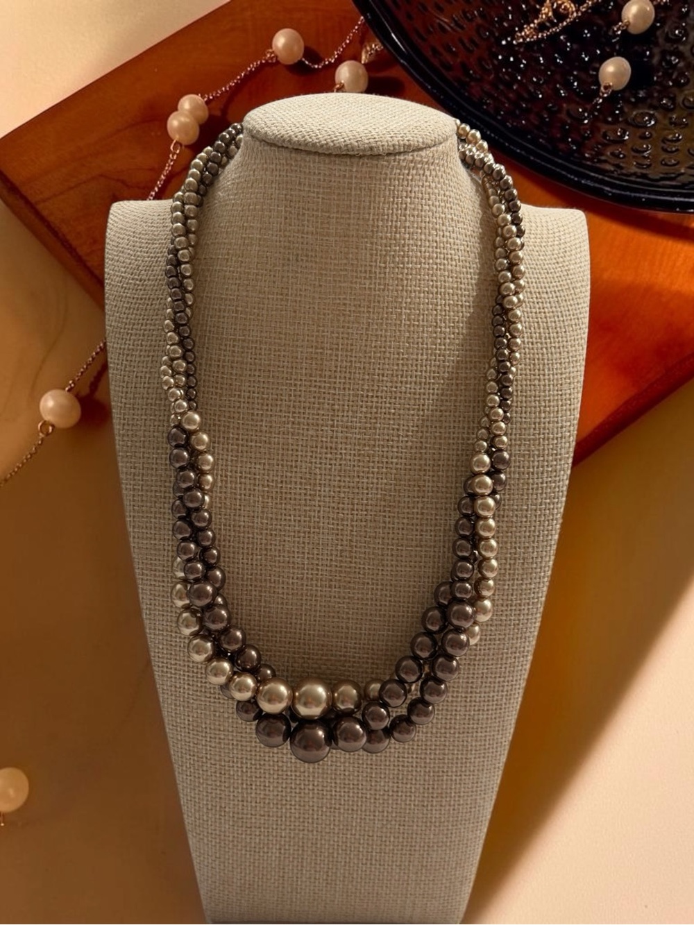 Classic Two-Tone Beaded Statement Necklace